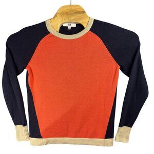 E3 By Etcetera Sweater Women S Crewneck Raglan Sleeves In Red & Blue Colorblock